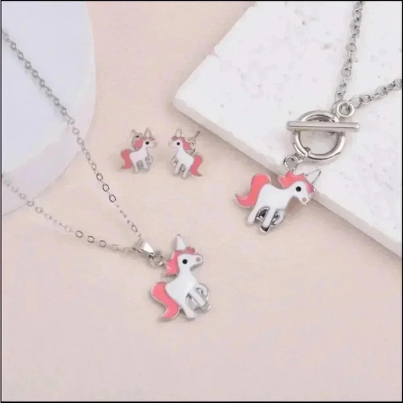 Girls Unicorn Watch + Necklace + Earrings Set..PINK..NWT - Picture 3 of 6